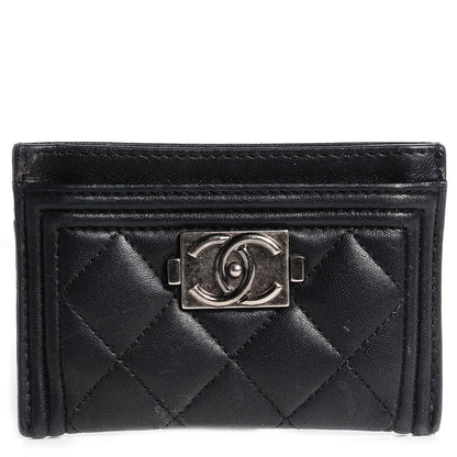 Chanel Lambskin Boy Card Holder Black 1 of 9