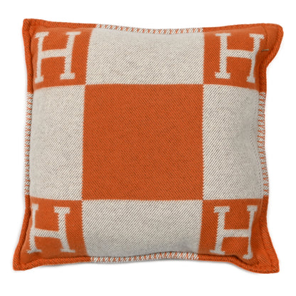 Hermes Wool Cashmere Avalon Pillow PM Ecru Potiron 2 of 3