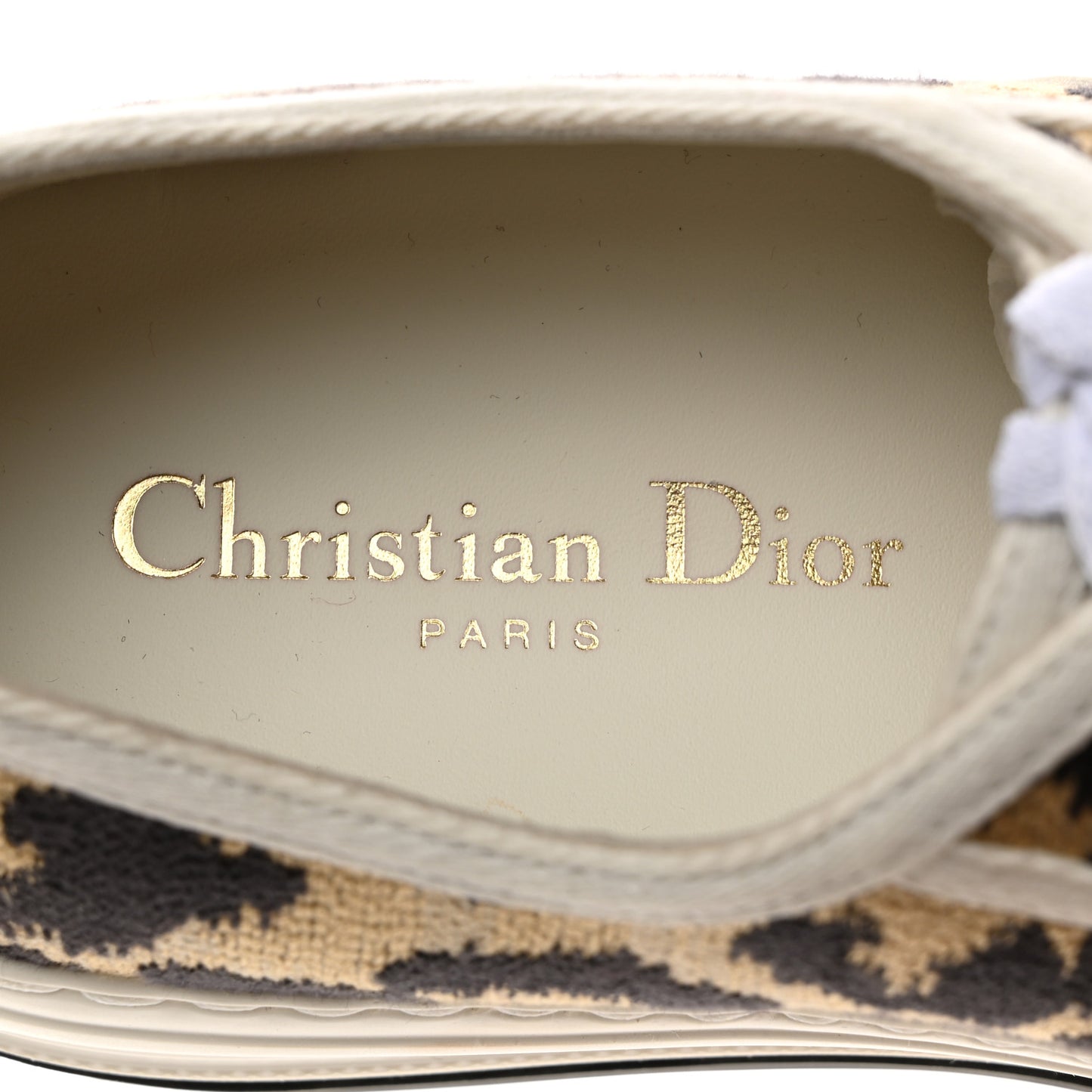 Canvas Leopard Embroidered Womens Walk N Dior Low Top Sneakers 38 Beige