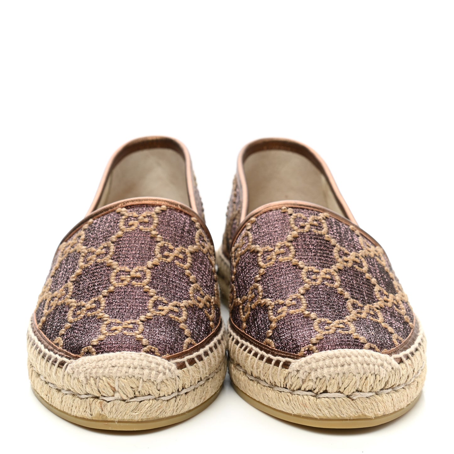 Lame Nappa GG Monogram Espadrilles 39 Brown Beige Light Bronze