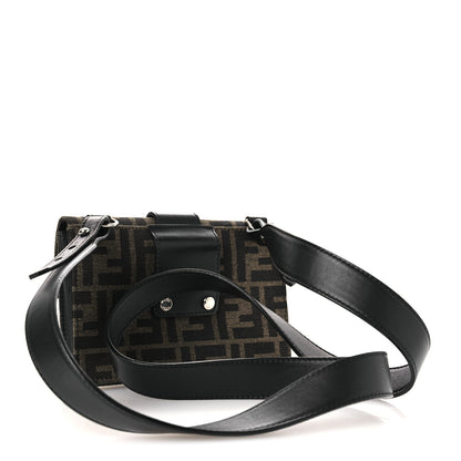 Fendi Recycled Fabric Jacquard Vitello Grace FF 1974 Baguette Belt Pouch Tobacco Moro Black 3 of 12