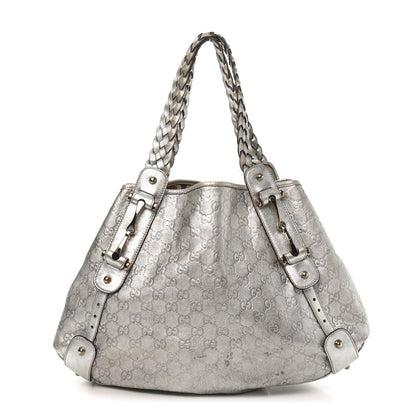 Gucci Metallic Guccissima Medium Pelham Shoulder Bag Silver 1 of 15