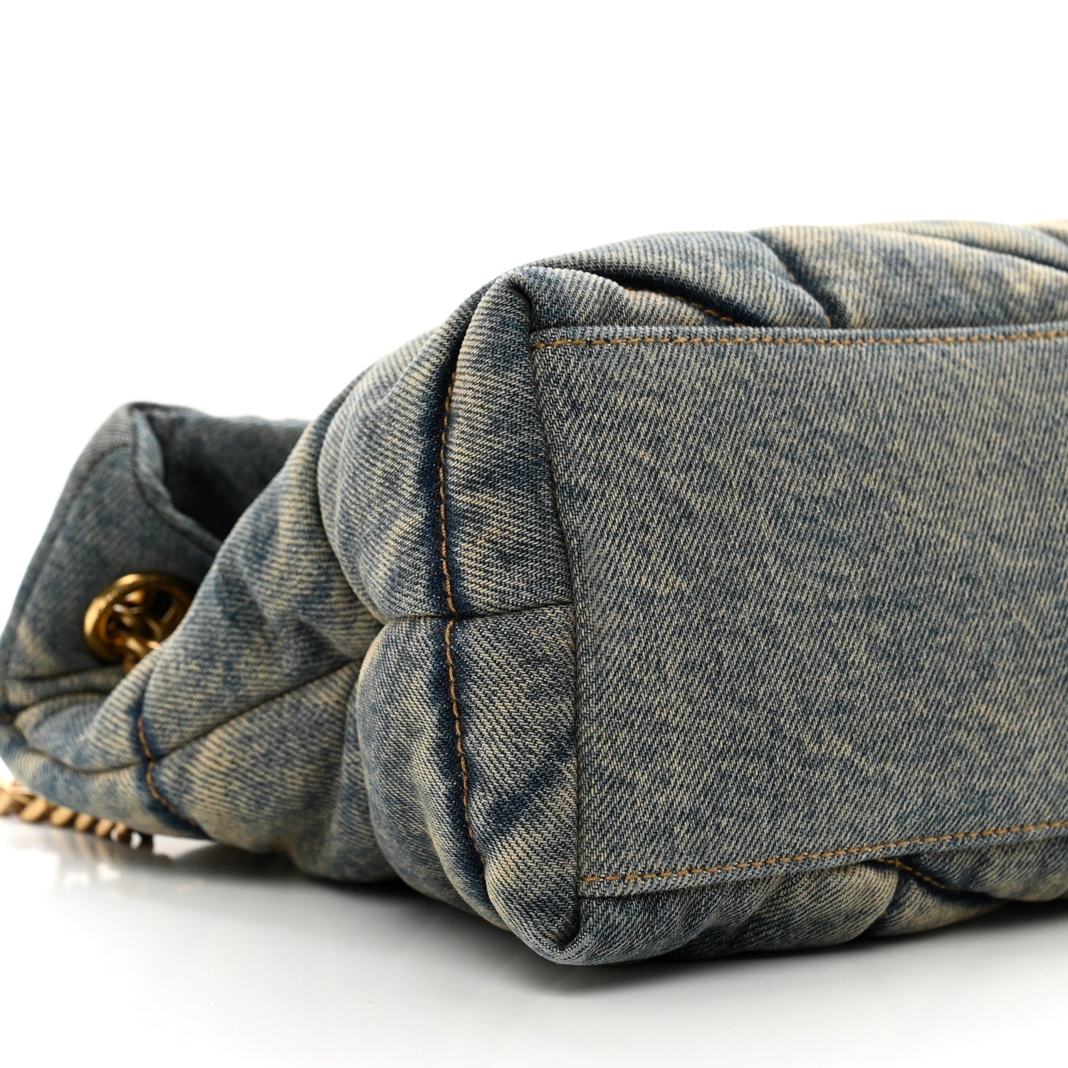 Saint Laurent Denim Quilted Small Loulou Puffer Monogram Chain Satchel Blue Cinnamon 8 of 9