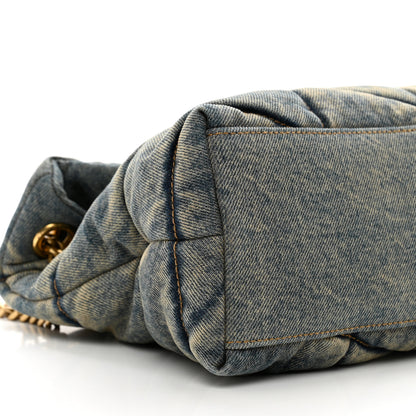 Saint Laurent Denim Quilted Small Loulou Puffer Monogram Chain Satchel Blue Cinnamon 8 of 9