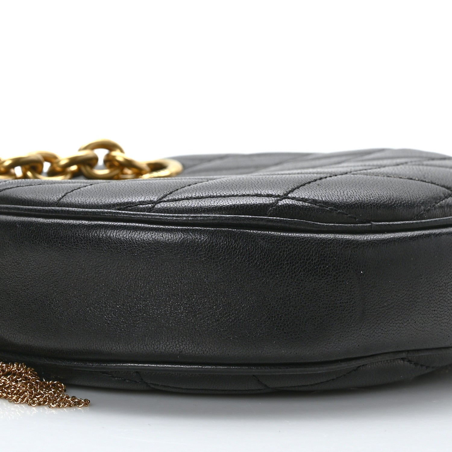 Saint Laurent Lambskin Quilted Round Le Maillon Round Tassel Chain Crossbody Bag Black 10 of 11