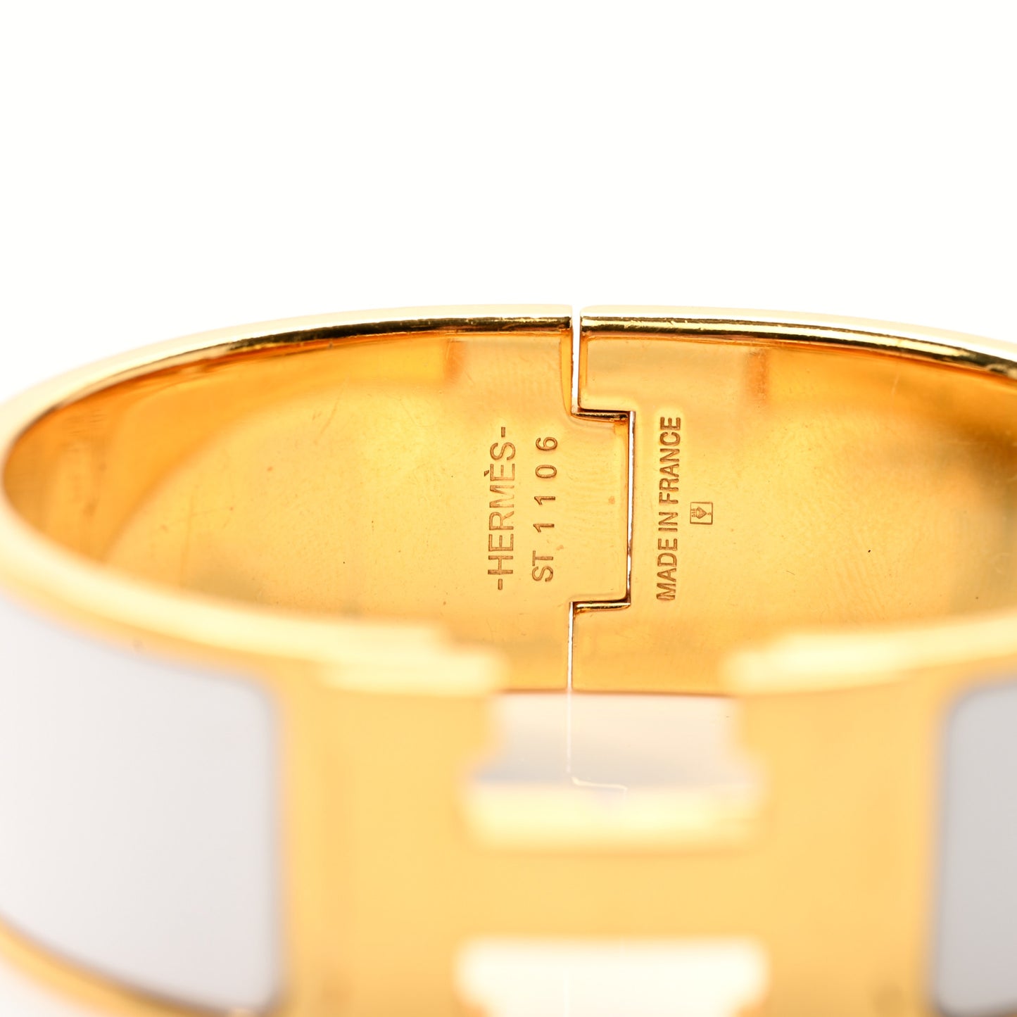 Enamel Wide Clic Clac H Bracelet PM White