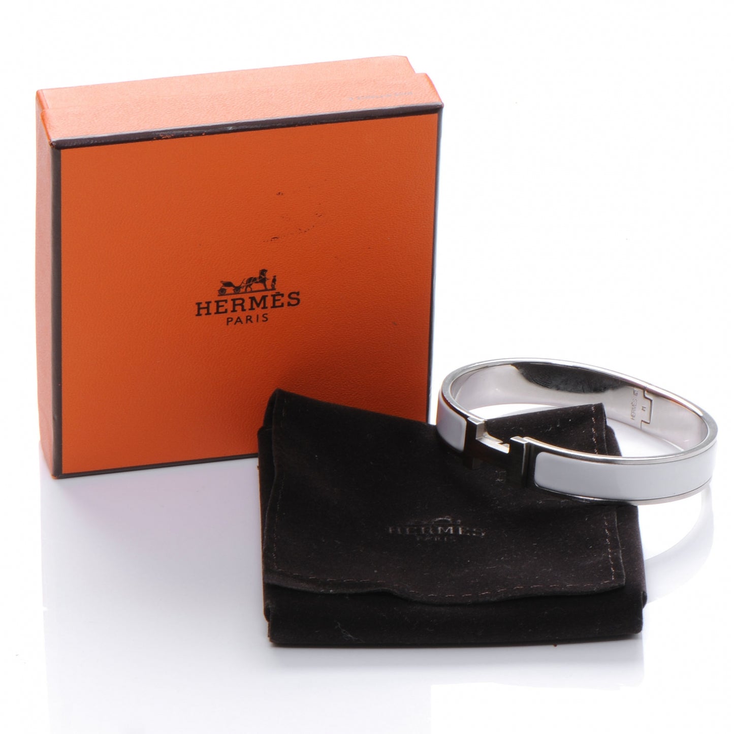 Enamel Clic Clac H Bracelet Narrow White