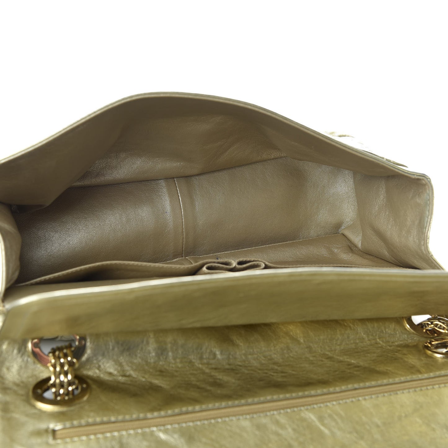 Metallic Aged Calfskin Quilted 2.55 Reissue 228 Flap Gold