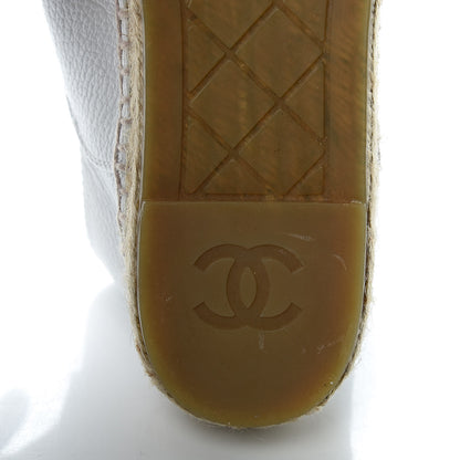 Chanel Grained Calfskin CC Espadrilles 38 White Black 7 of 10