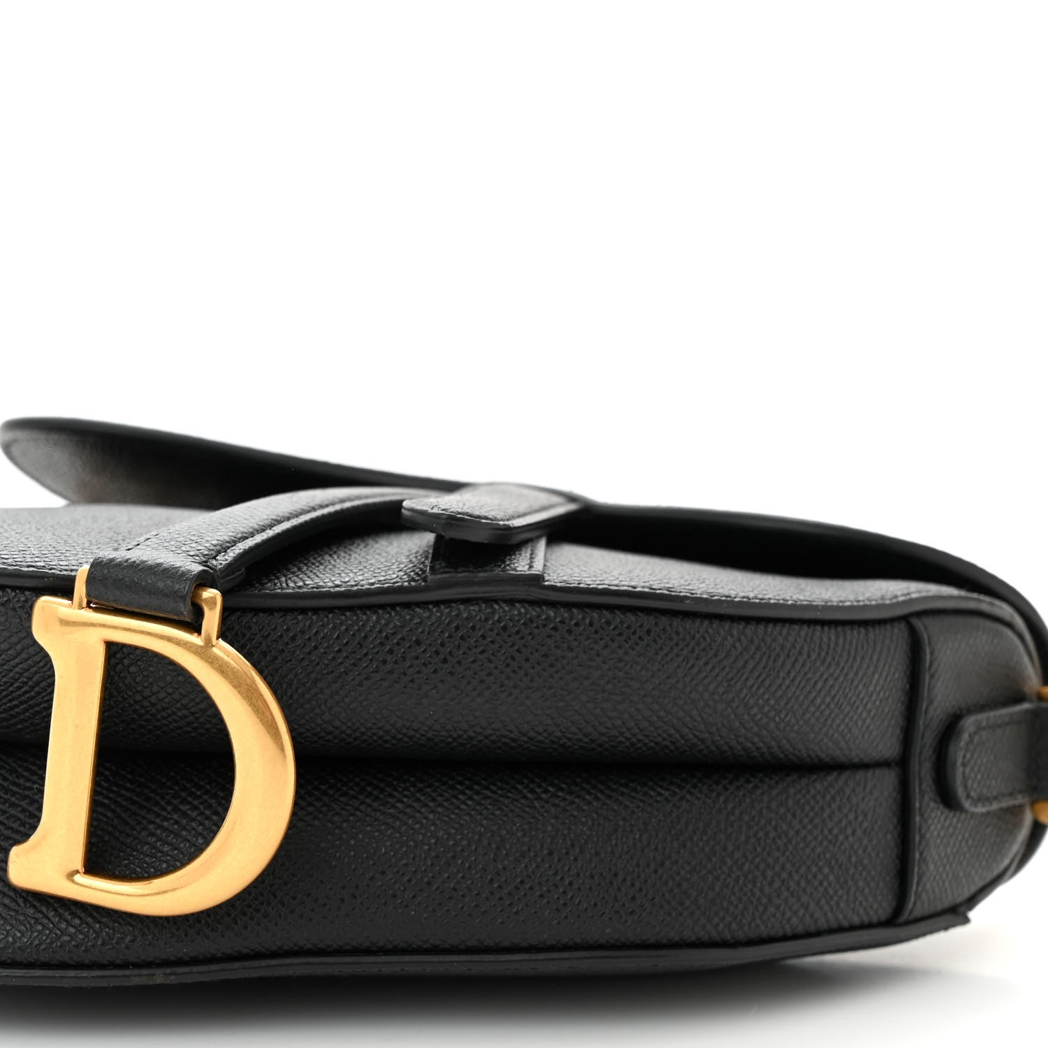 Christian Dior Grained Calfskin Mini Saddle Bag With Strap Black 10 of 10