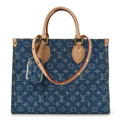 Louis Vuitton Monogram Denim Onthego MM Blue 1 of 7