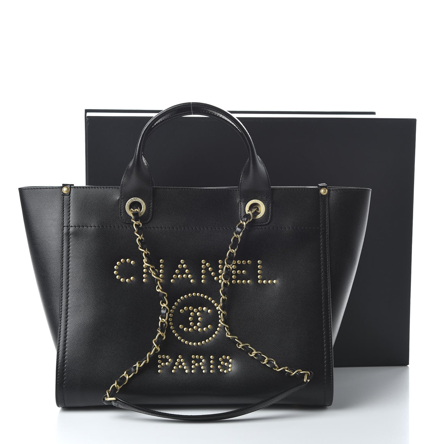 Chanel Caviar Small Studded Deauville Tote Black 12 of 12