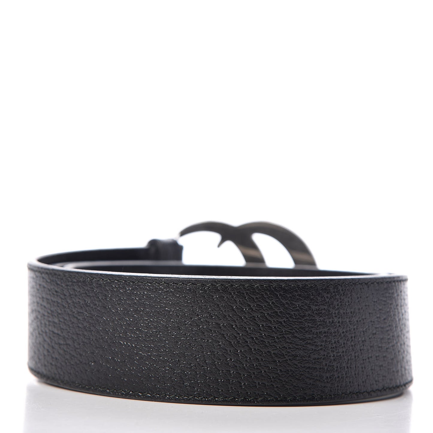 Textured Dollar Calfskin Nickel Double G 40mm Belt 80 32 Black