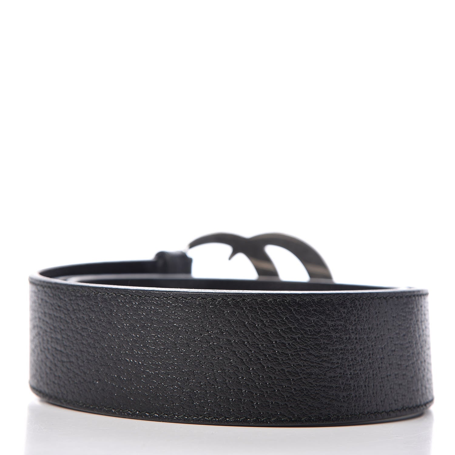 Gucci Textured Dollar Calfskin Nickel Double G 40mm Belt 80 32 Black 3 of 8