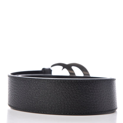 Gucci Textured Dollar Calfskin Nickel Double G 40mm Belt 80 32 Black 3 of 8
