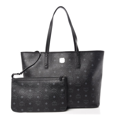 MCM Visetos Medium Anya Zip Top Shopper Tote Black 1 of 9