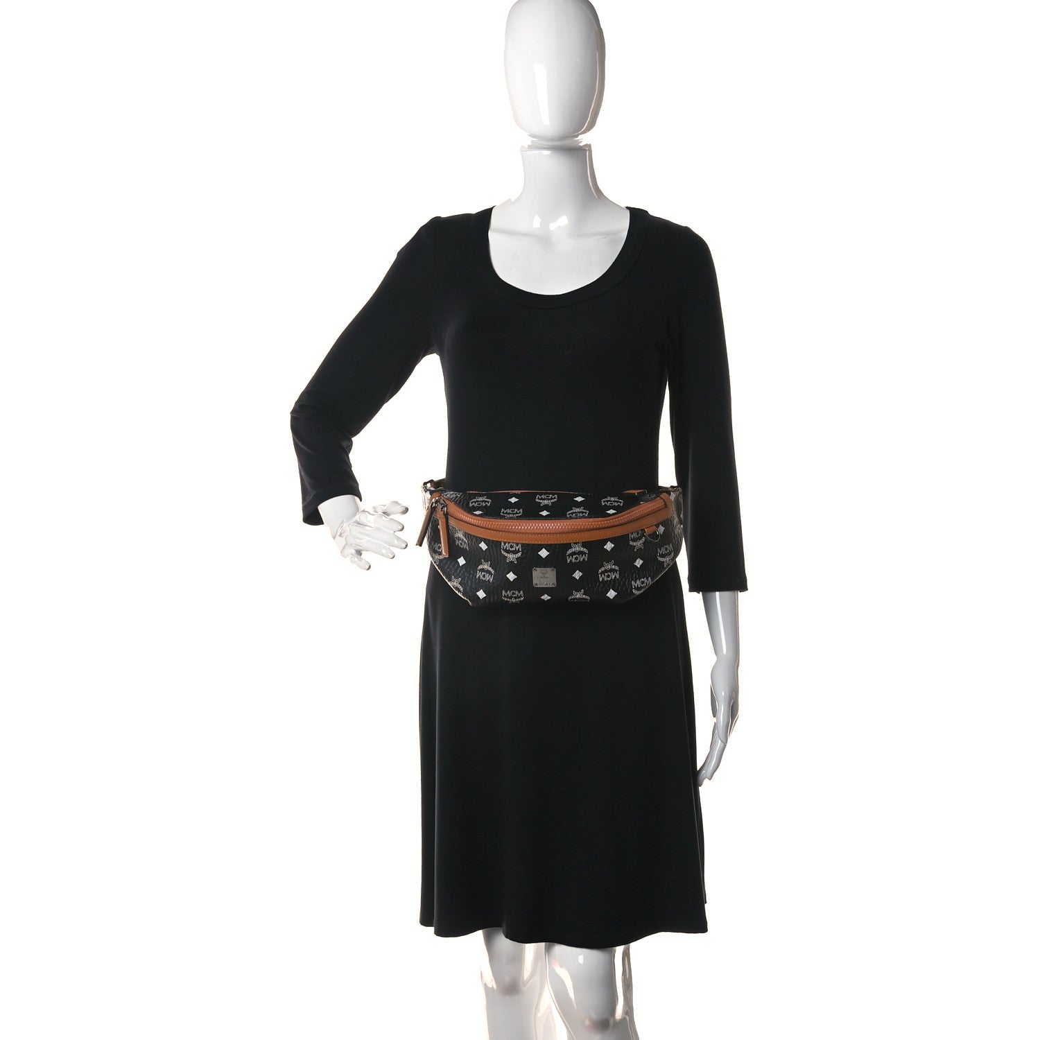 MCM Visetos Small Fusten Belt Bag Black Cognac 2 of 10