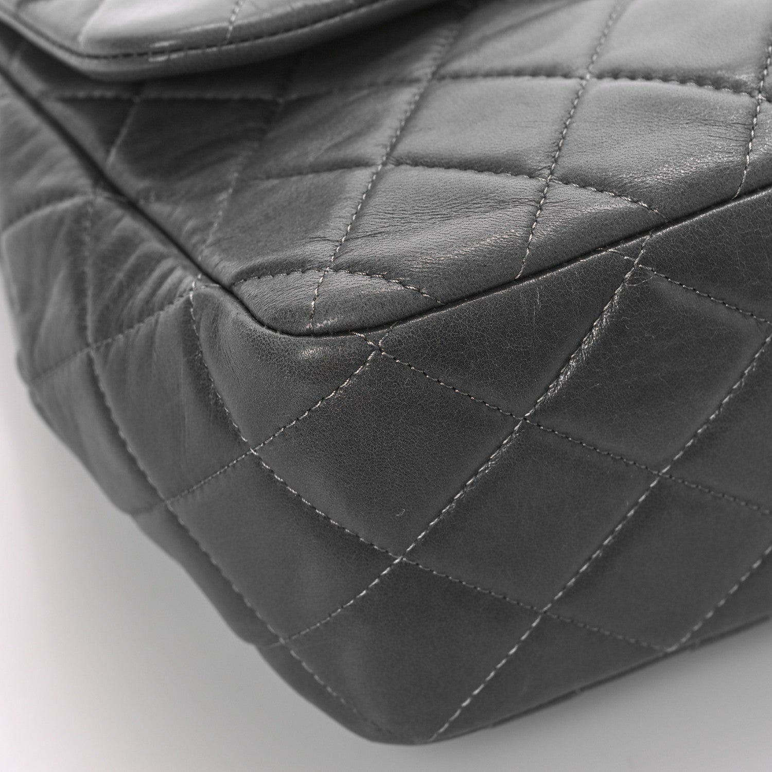 Chanel Lambskin Quilted Jumbo Single Flap Grey 8 of 11