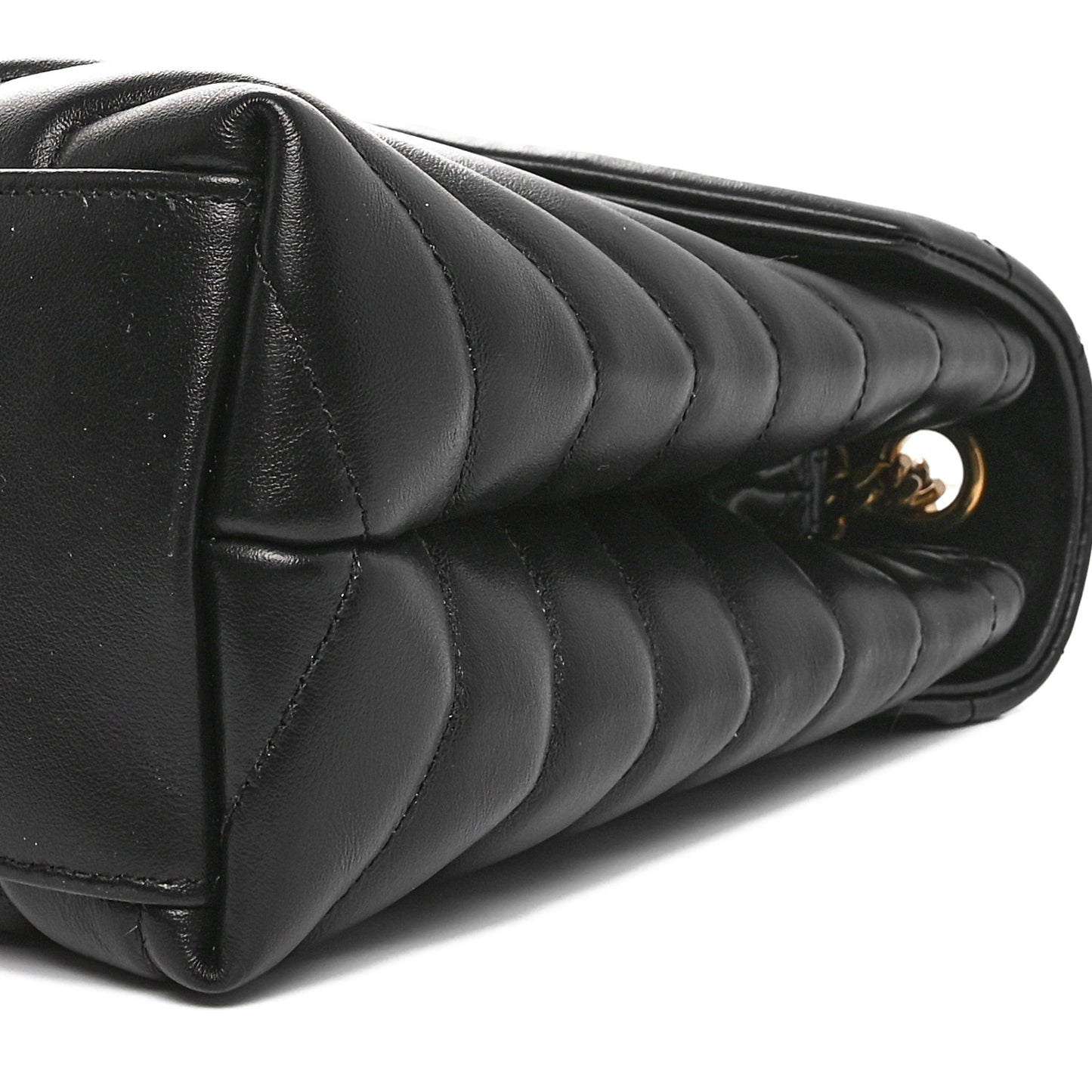 Calfskin Y Quilted Monogram Medium Loulou Chain Satchel Black