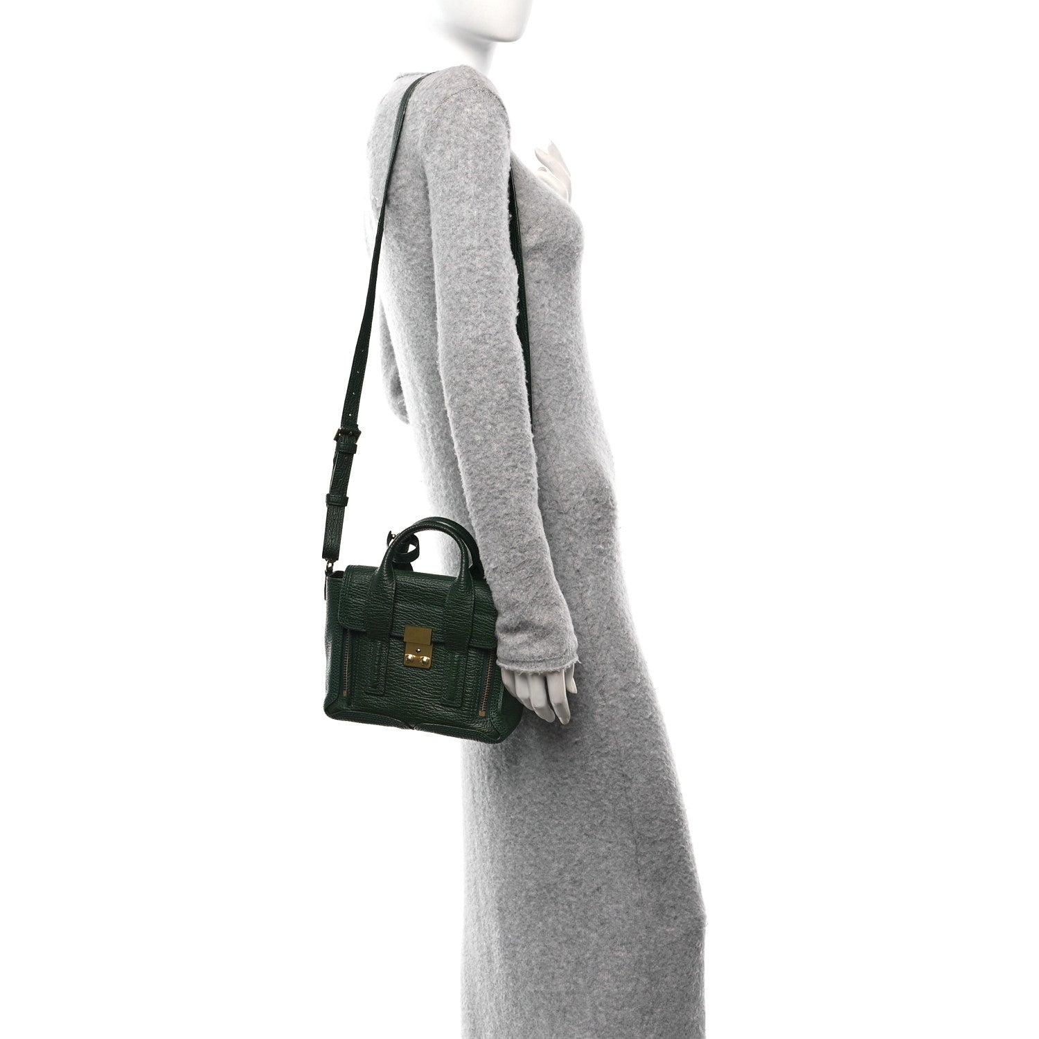 3.1 Phillip Lim Textured Calfskin Mini Pashli Satchel Military Green 2 of 10