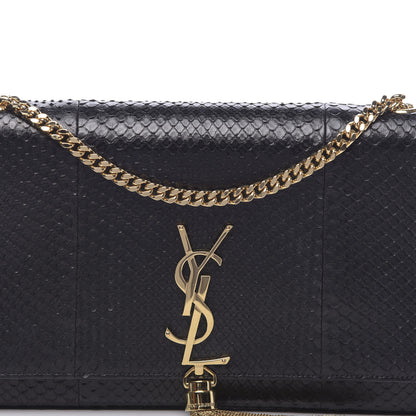 Saint Laurent Snakeskin Medium Classic Monogram Kate Tassel Satchel Black 7 of 10