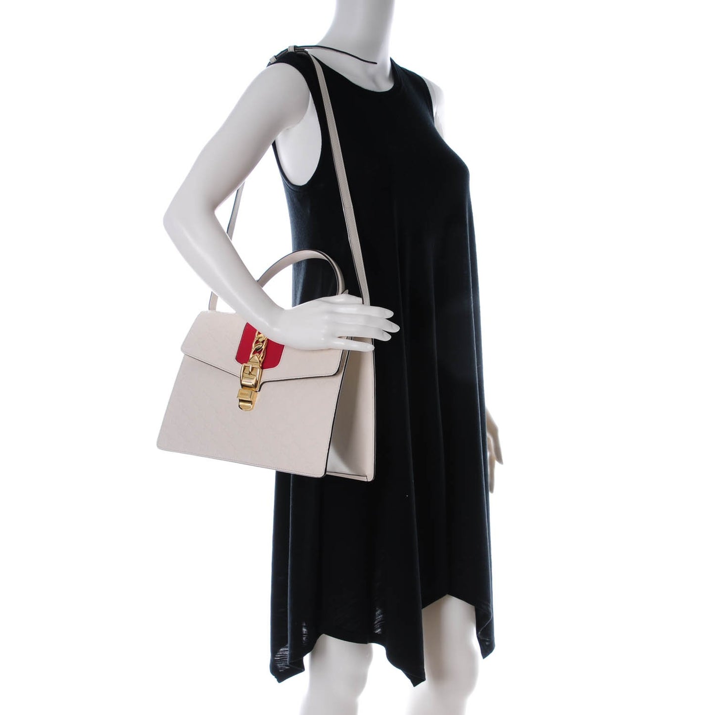 Guccissima Signature Medium Sylvie Top Handle Bag White Hibiscus