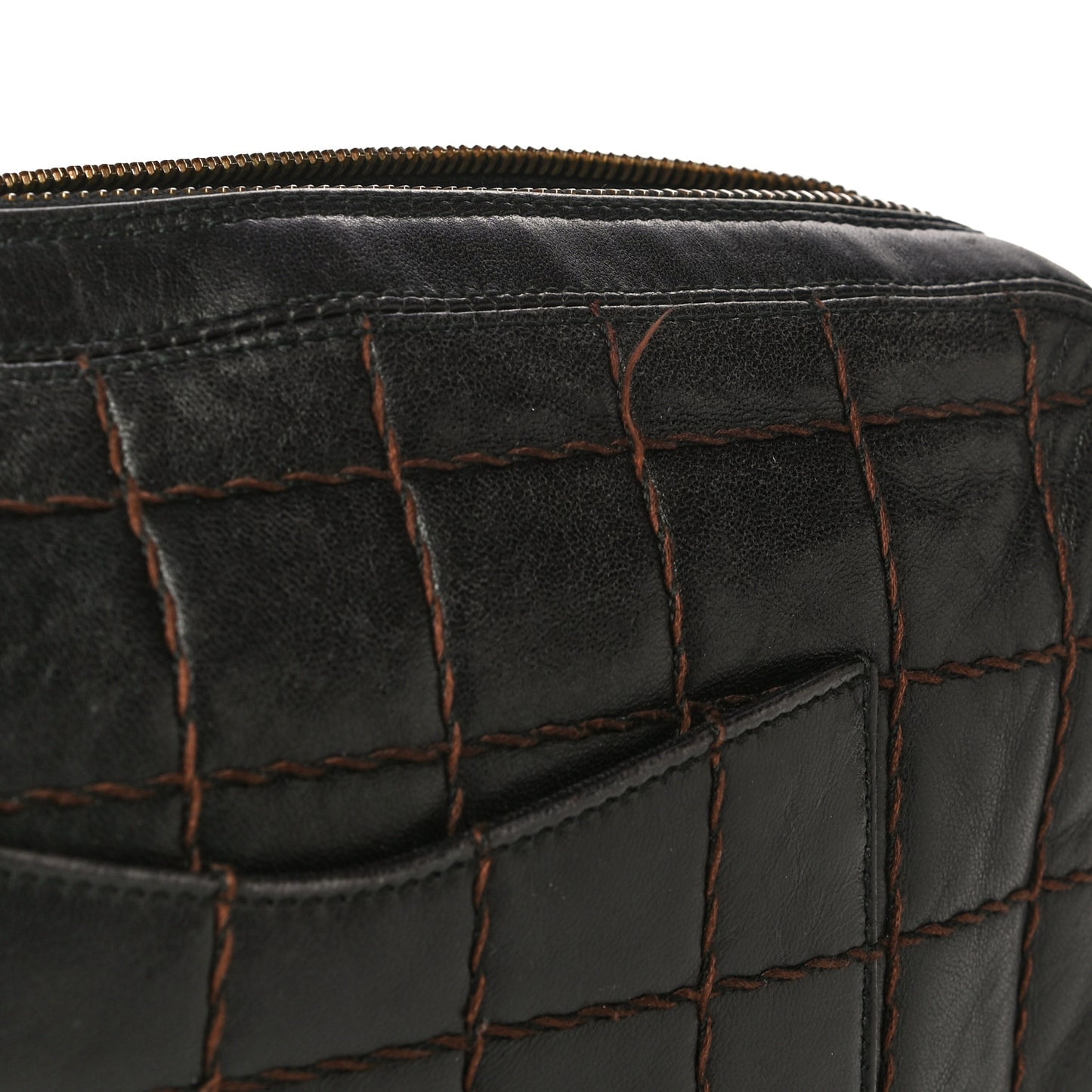 Lambskin Quilted Chocolate Bar Camera Case Black