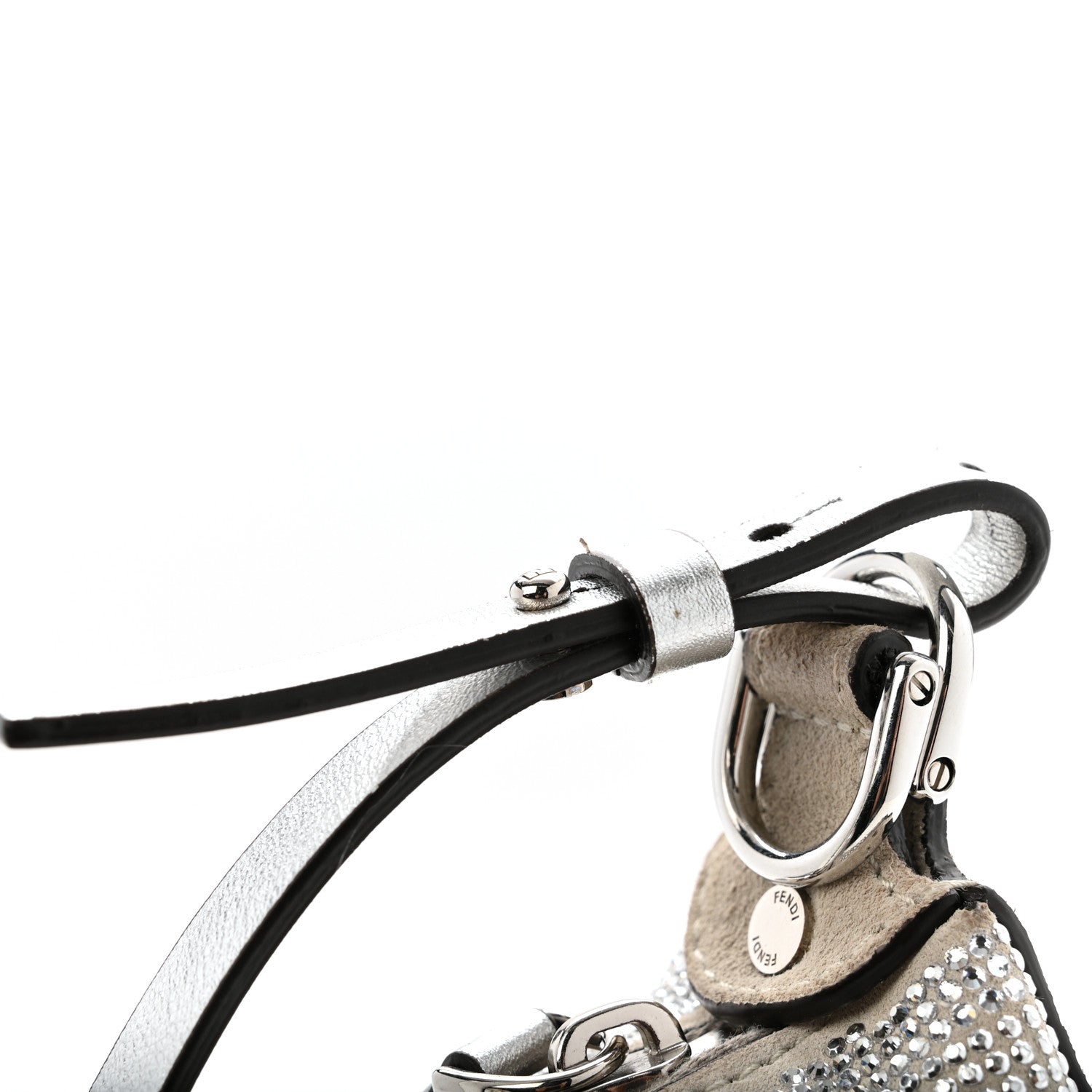 Fendi Crystal Vitello Laminato Suede FF Mini Fendigraphy Hobo Bag Grey 13 of 13