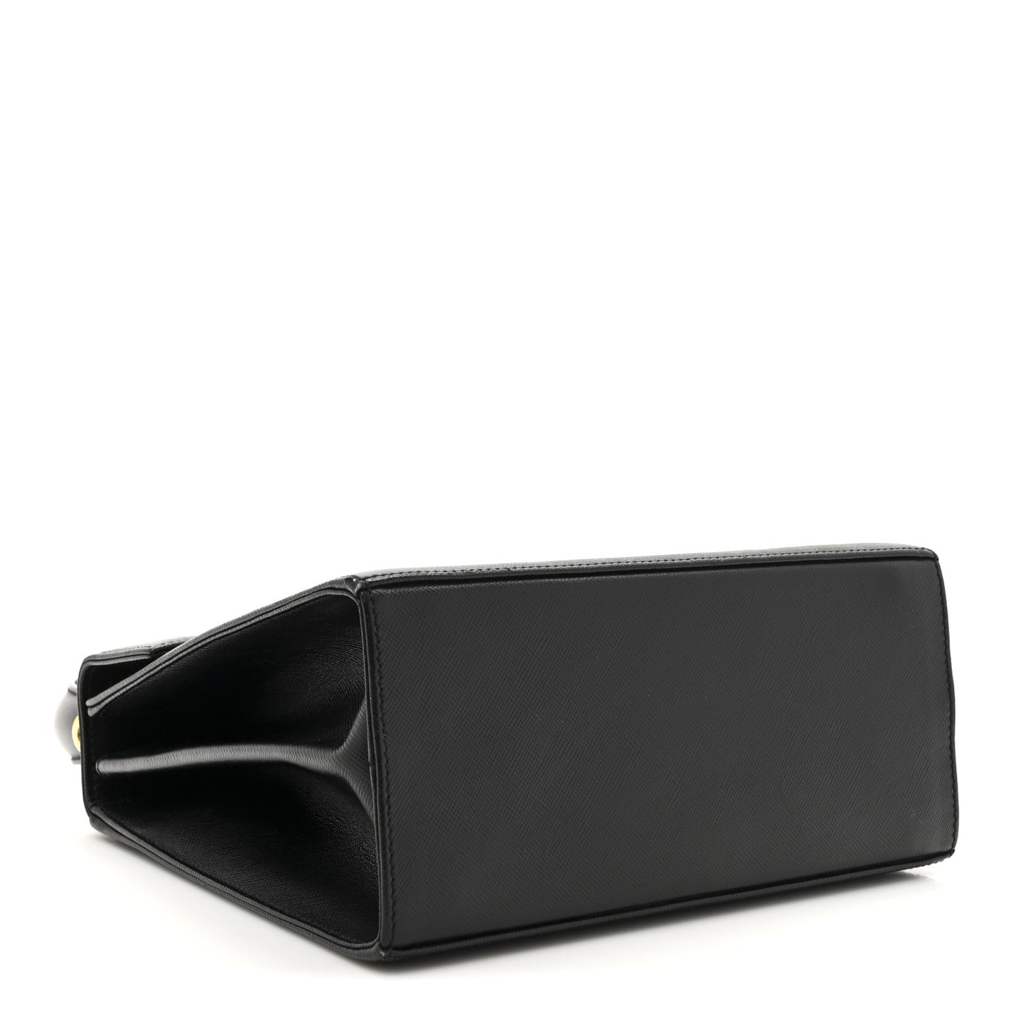 Hammered Calfskin Small Iconic Top Handle Bag Black