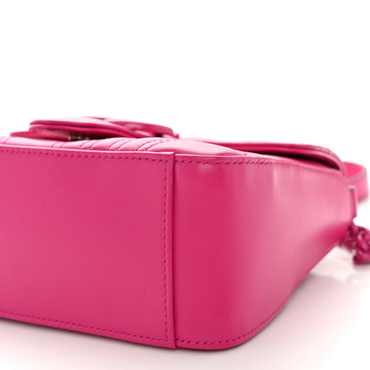 Gucci Calfskin Matelasse Monochrome Mini GG Marmont Top Handle Shoulder Bag Classic Fuxia 9 of 10