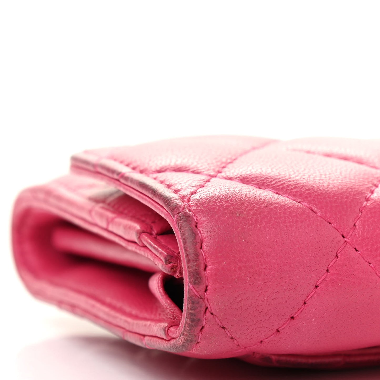 Lambskin Quilted Small Flap Wallet Pink