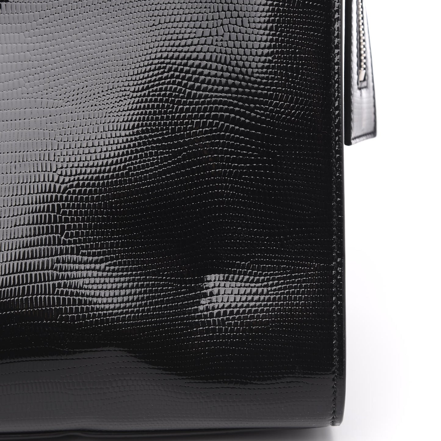 Shiny Calfskin Lizard Embossed Large Uptown Tote Black