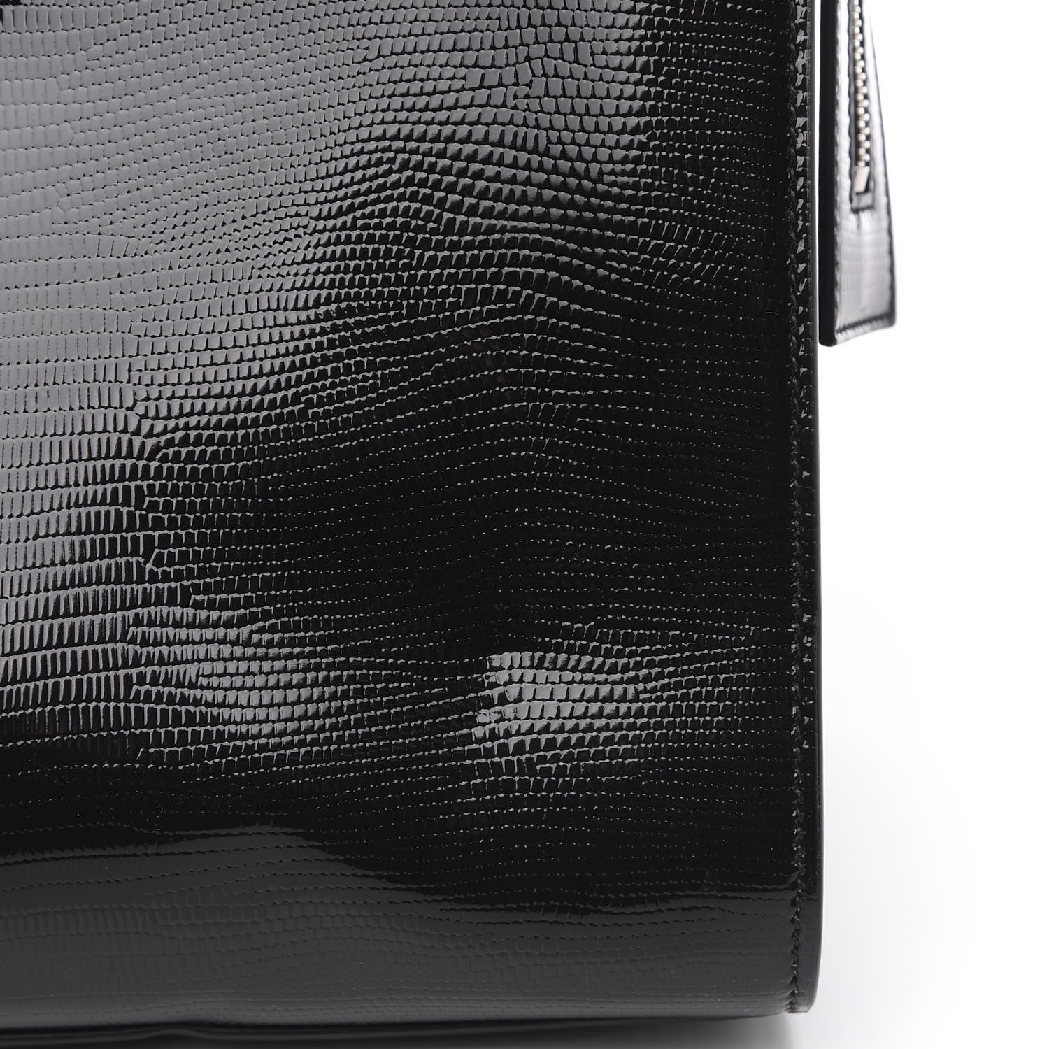 Saint Laurent Shiny Calfskin Lizard Embossed Large Uptown Tote Black 10 of 10
