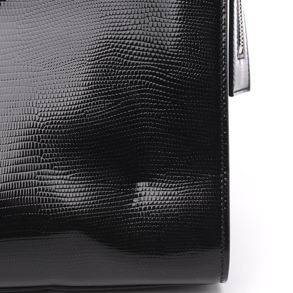 Saint Laurent Shiny Calfskin Lizard Embossed Large Uptown Tote Black 10 of 10