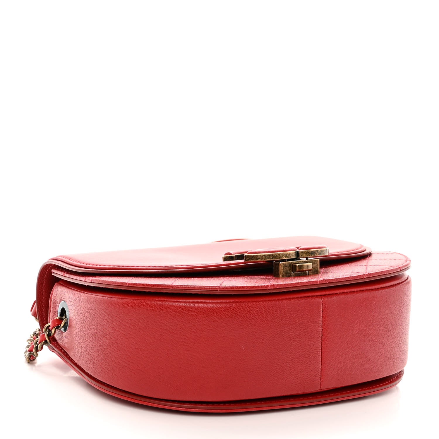 Chanel Shiny Calfskin Goatskin Quilted Small Coco Curve Messenger Flap Red 4 of 11