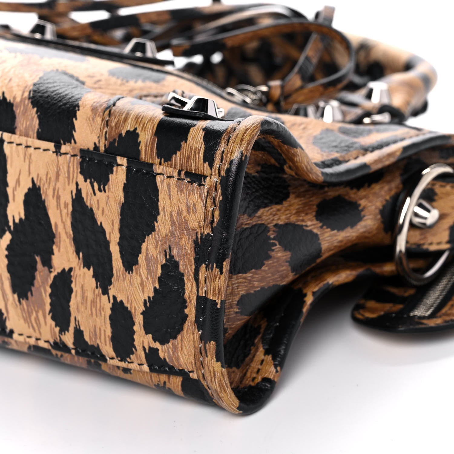 Balenciaga Smooth Calfskin Leopard Print Classic Silver Hardware Mini City Beige 9 of 9