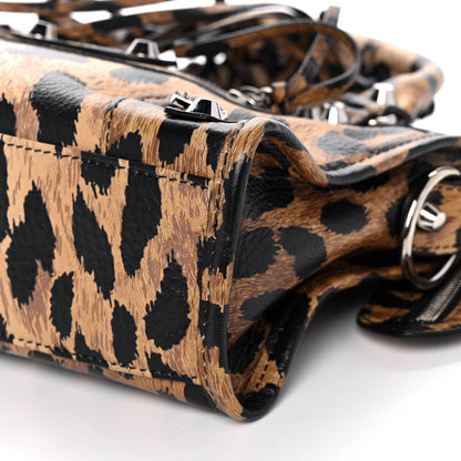 Balenciaga Smooth Calfskin Leopard Print Classic Silver Hardware Mini City Beige 9 of 9