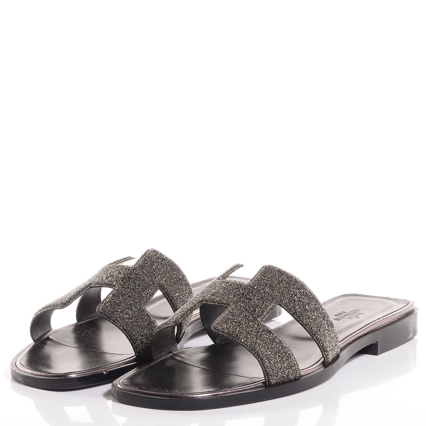Suede Goatskin Oran Sandals 37.5 Grey Bleu Crystal Powder