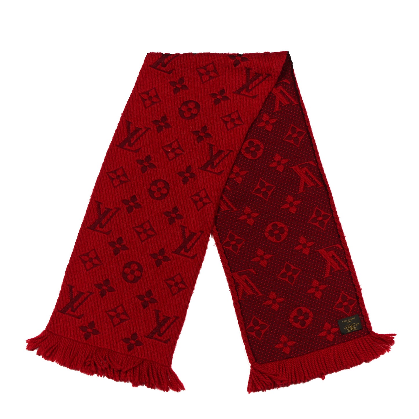 Wool Silk Logomania Scarf Rubis