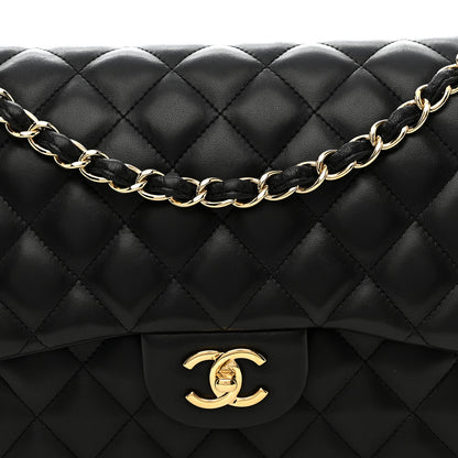 Chanel Lambskin Quilted Jumbo Double Flap Black 8 of 10