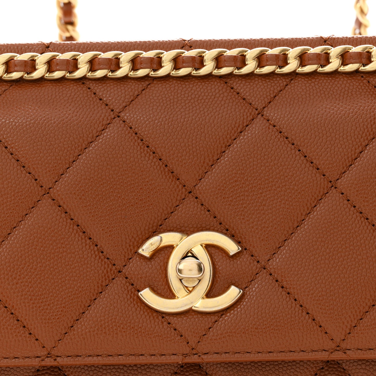 Caviar Quilted Multi Chain Backpack Light Brown