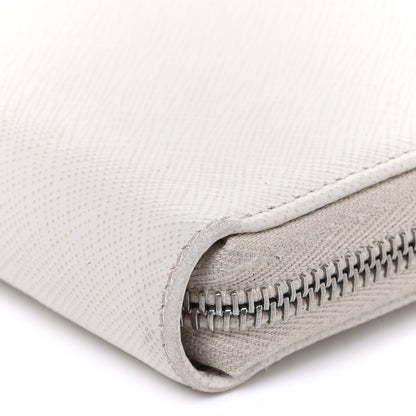 Prada Saffiano Metal Zip Around Wallet White 8 of 8