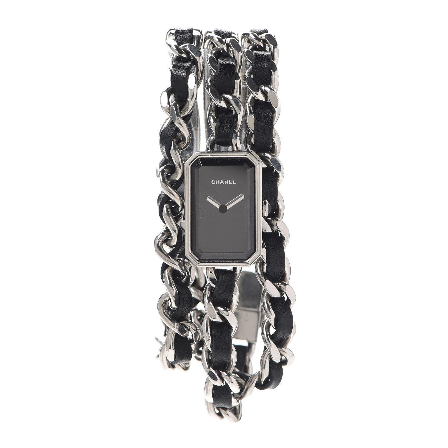 Chanel Stainless Steel Lambskin 16mm Premiere Rock Triple Row Quartz Watch Black 1 of 6