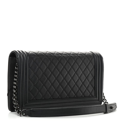 Chanel Calfskin Quilted Boy Clutch With Removable Chain So Black 2 of 9