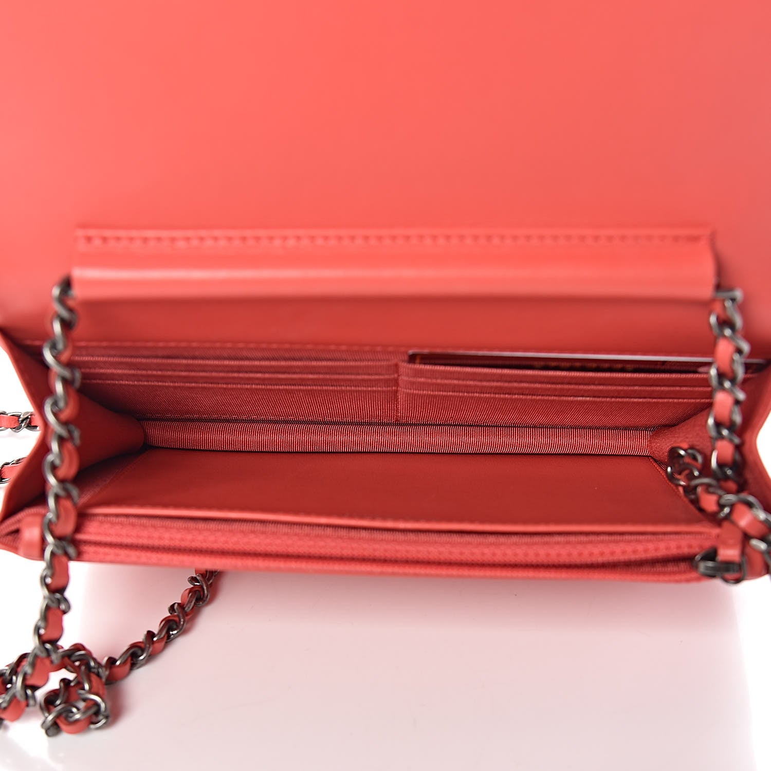 Chanel Patent Goatskin Quilted Gabrielle Wallet On Chain WOC Orange 5 of 11