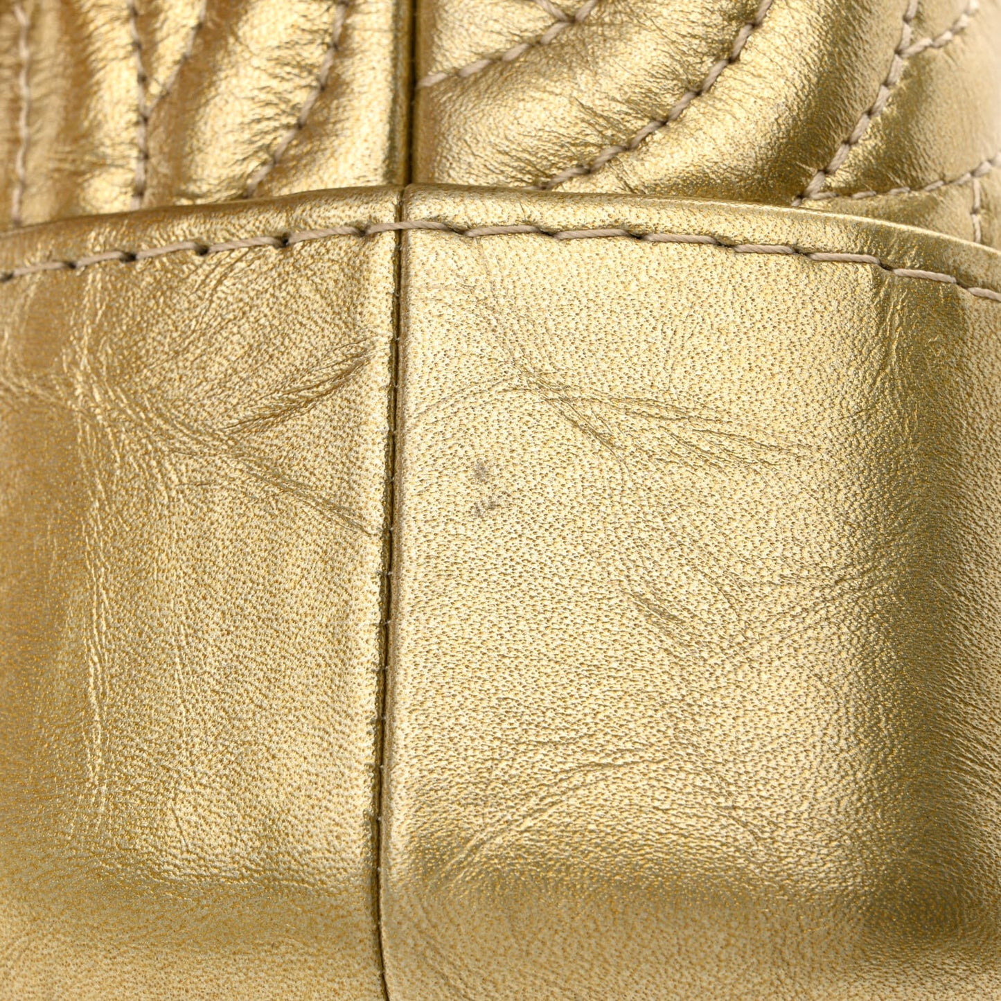 Metallic Aged Calfskin CC Quilted Small Gabrielle Hobo Gold