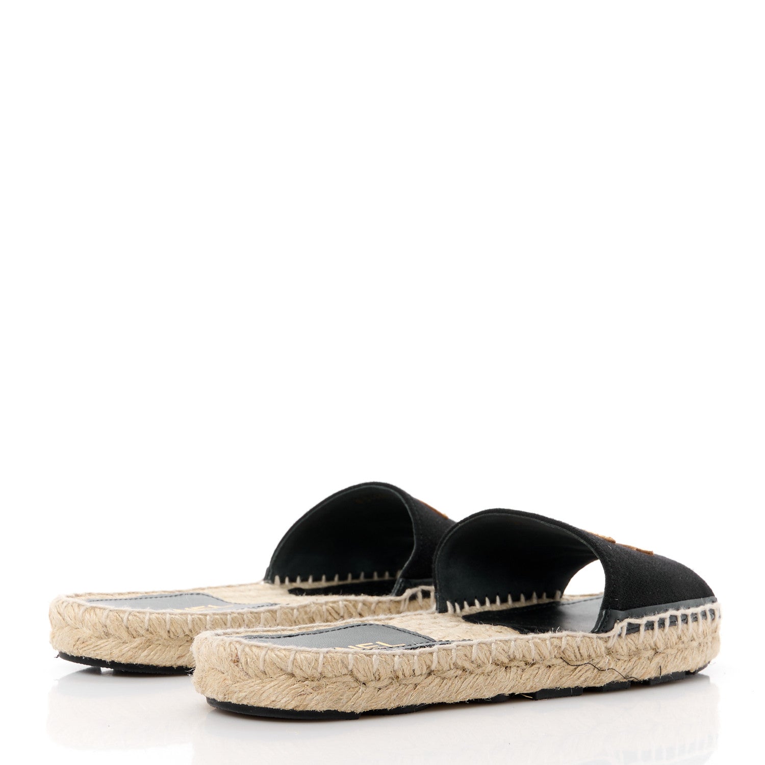Chanel Wool Laminated Lambskin CC Slide Sandals 38 Black Gold 4 of 9