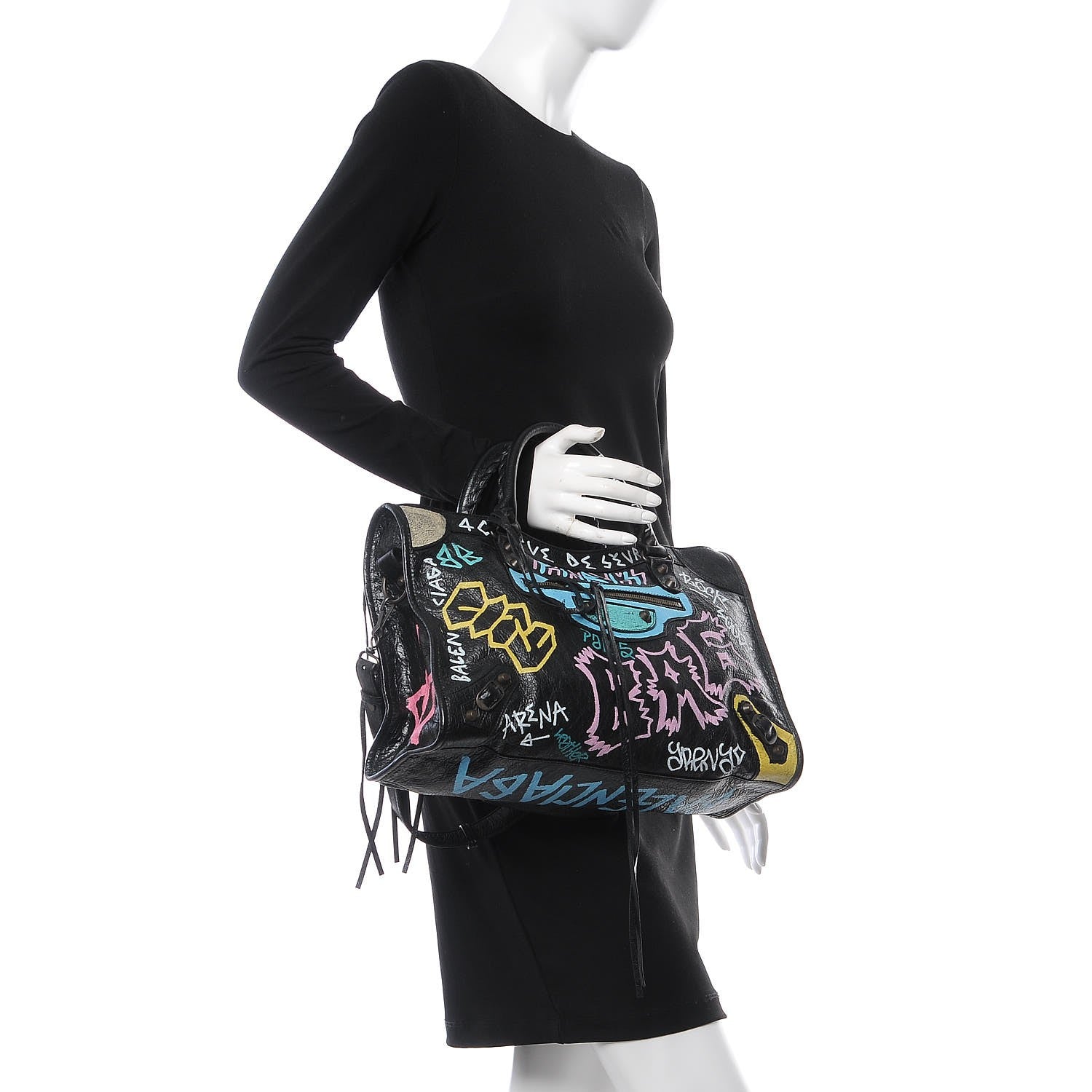 Balenciaga Agneau Graffiti All Over Classic Hardware City Black Multicolor 3 of 8