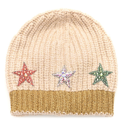 Gucci Metallic Knit Crystal Beanie Hat S White 1 of 5