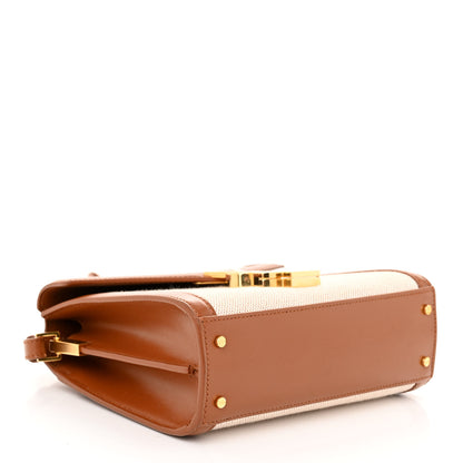 Saint Laurent Canvas Calfskin Mini Classic Monogram Cassandra Top Handle Tan Natural 4 of 11